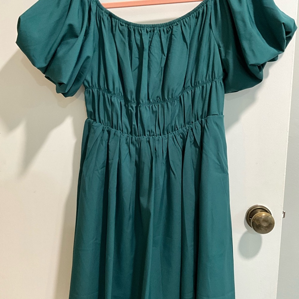 Teal Off-Shoulder Dress